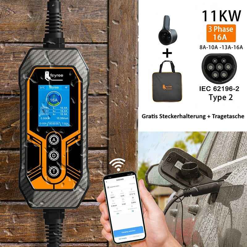 Mobile Ladestation FEYREE W-Lan/Bluetooth 11kW 16A CEE zu Typ 2 5m Sta –  Ladeshop