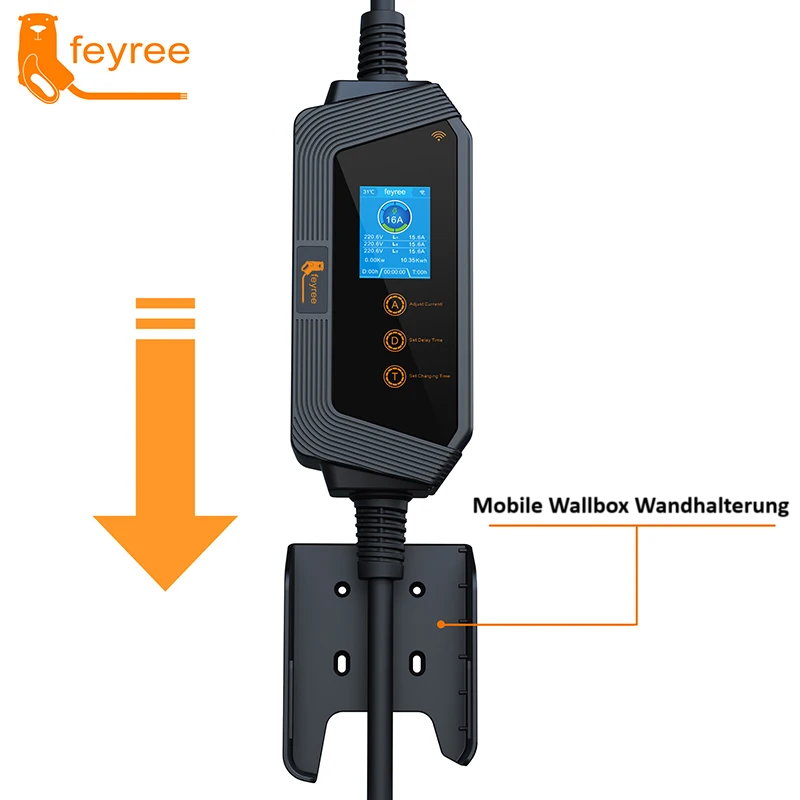 *NEU* W-Lan/Bluetooth FEYREE Starkstrom Schnellladekabel mobile Wallbox Ladestation 11kW 16A CEE zu Typ 2 5m