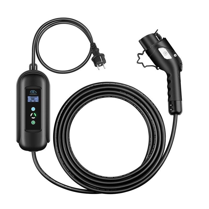 Ladekabel Typ 2 Stecker 3,6 kW 5m/10m für Elektrofahrzeuge Mennekes 6A-16A tragbar 1-Phasig - Ladeshop