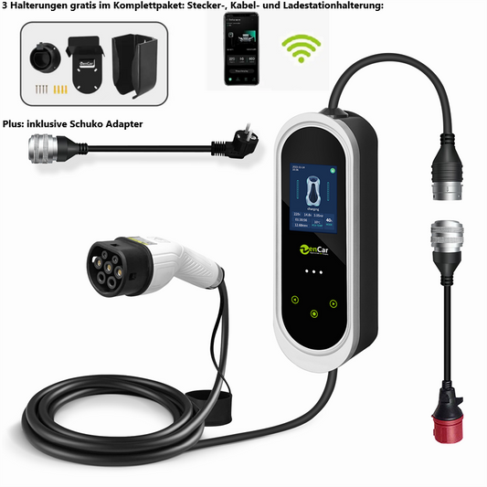 Mobile Wallbox 11kW Green-Charge PRO 16A 5m Typ 2 für E- und Hybridautos mit App Steuerung