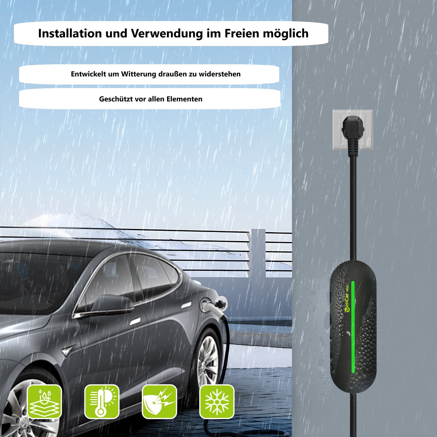 Mobile Wallbox ZenCar Mini W-Lan/Bluetooth 3,6kW 6A-16A Schuko zu Typ 2 5m