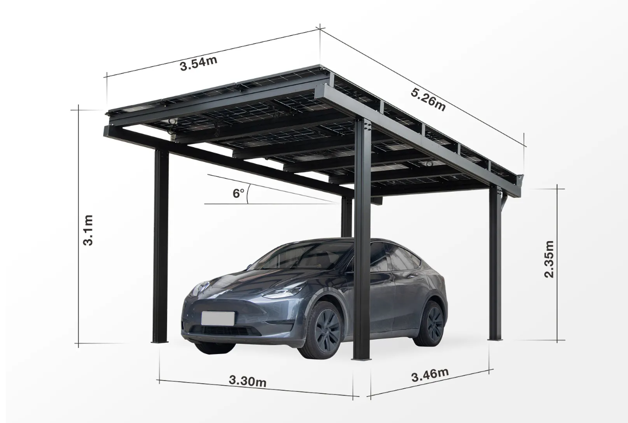 Solar Carport "Sunny" – Premium Photovoltaik Carport aus Aluminium (Single/Double/Vierer)