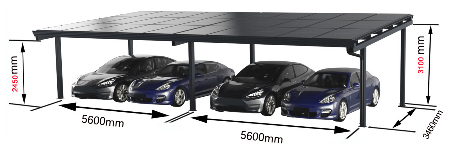 Solar Carport "Sunny" – Premium Photovoltaik Carport aus Aluminium (Single/Double/Vierer)