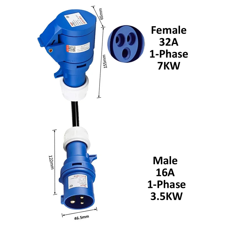Camping Adapter 32A CEE blau