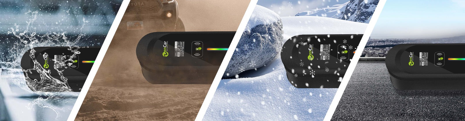 Mobile Wallbox 11kW in extremen Bedingungen – wasserfest, staubgeschützt und für Hitze sowie extreme Kälte geeignet, ideal für den Außeneinsatz.