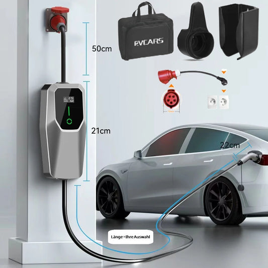 Mobile Wallbox ECO-FRIEND Typ 2 für E- und Hybridautos (4m/10m/15m) (Gratis Zubehörpaket)