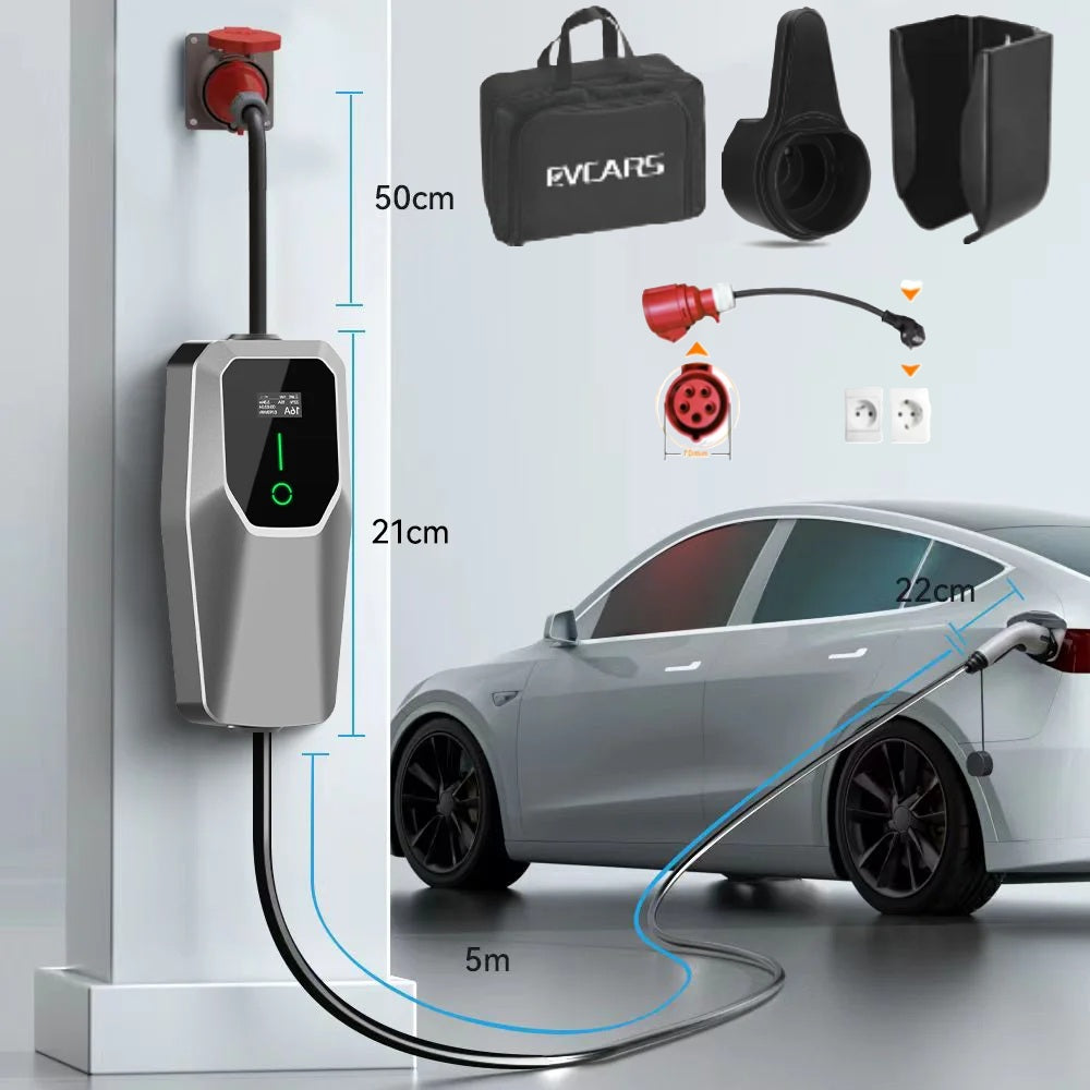 Mobile Wallbox ECO-FRIEND Typ 2 für E- und Hybridautos (4m/10m/15m) (Gratis Zubehörpaket) - Ladeshop