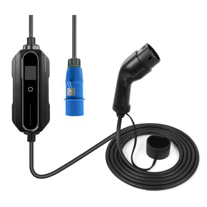 Ladekabel 7,2 kW Typ 2 CEE blau für Elektrofahrzeuge 32A 5m/10m tragbar 1-Phasig - Ladeshop