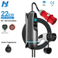 Mobile Wallbox 22 kW mit 32A 3-Phasen-Ladung, Type-2-Stecker, rotem CEE-Stecker, IP65 Schutz und kostenloser Tragetasche.